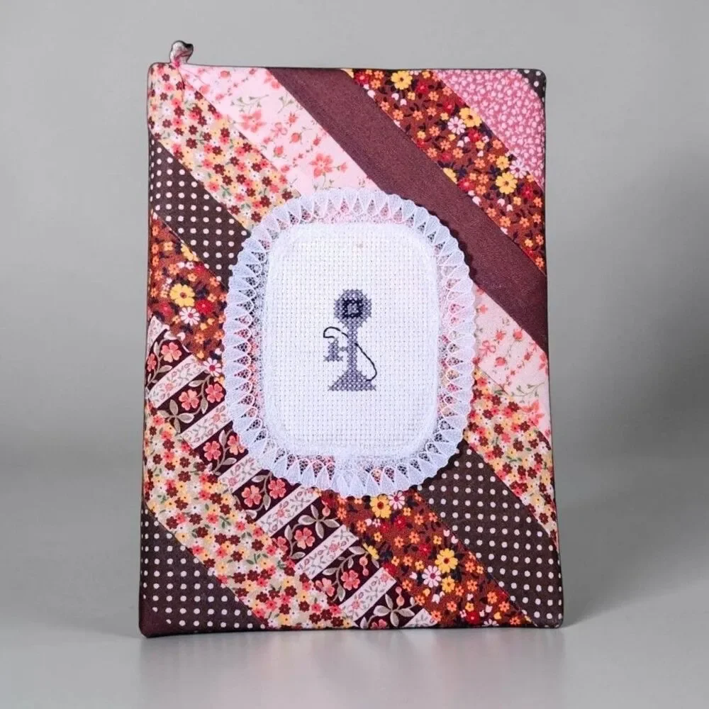 Vintage Handmade Patchwork Address Book Floral Cross Stitch Phone Cottagecore